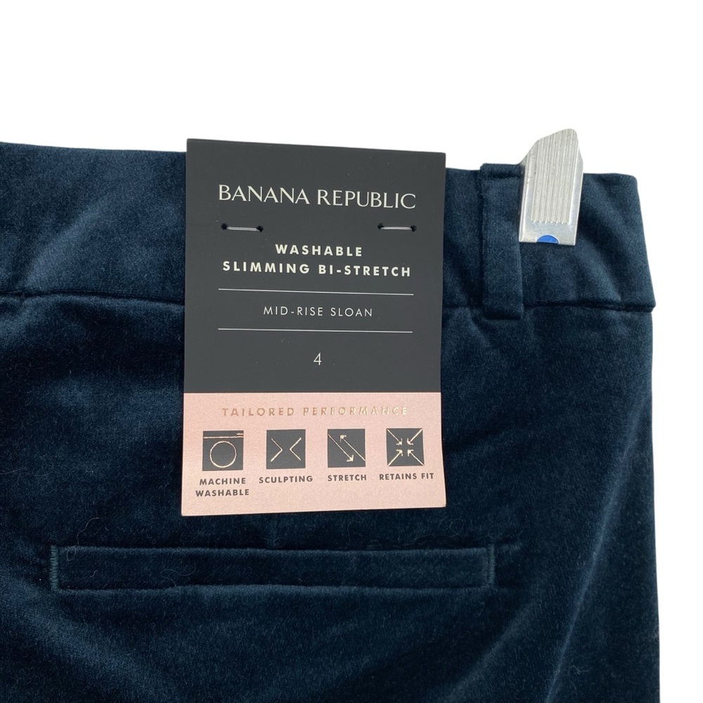 Banana Republic Women's Mid Rise Sloan Navy Blue Velvet Ankle Pants New - Picture 9 of 10